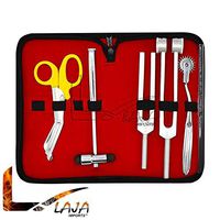 LAJA Imports 6 Piece Medic Student Diagnostic Kit - Reflex Hammer and Tuning Fork Set C 128 and C 512. Includes A Wantenberg Pinwheel and A Premium Steel Bandage Scissor 5.5”