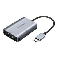 USB C to HDMI + VGA Adapter, CableCreation Type C (Compatible Thunderbolt 3) 2-in-1 UHD Hub, Compatible with MacBook Pro, iMac 2017, Surface Book 2, New Chromebook Pixel, Samsung S8 / S9,Space Gray