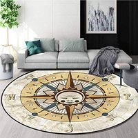 RUGSMAT Compass Super Soft Circle Rugs for Girls,Windrose with Sad Face Door Mat Indoors Bathroom Mats Non Slip Round-55