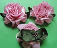 48pc Cabbage Rose W/Leaf Flower Appliques/craft-6colors -(Pick Color) (Pink)