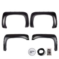 G-PLUS Smooth Black Pocket Rivet Style Wheel Fender Flares for 07-14 Chevy Silverado 1500 2500HD 3500HD 78.0" / 97.6" Bed Length Right Left Wheel Cover Protector Vent Trim 2008 2010 2012