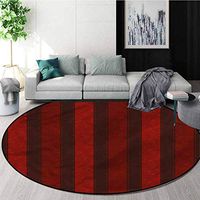 RUGSMAT Maroon Modern Machine Washable Round Bath Mat,Vertical Bold Lines Vintage Coffee Table Mat Non-Skid Living Room Carpet Diameter-47