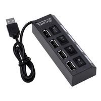 Jullynice Plug and Play Slim & Light High Speed 4 Ports USB 2.0 Interface External Multi Expansion Hub with On/Off Switch