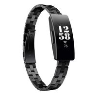 aczer-Y Fitbit Inspire HR Band Metal Accessories Small Large, Stainless Steel Replacement Band with Folding Clasp Strap for Fitbit Inspire HR Smart Watch Bands Wristband Women Men (e-black)