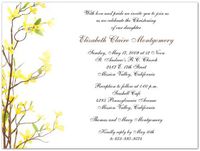 Yellow Floral Baptism Christening Invitations - Set of 20