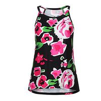 Xia&Han Women's Sleeveless Sling Blouse Bohemian Tops O Neck Shirts Printing Sling Camisole Casual Tunic Black