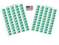 Made in USA! 100 Country Flag 1.5" x 1" Self Adhesive World Flag Stickers, Two Sheets of 50, 100 Sticker Flags Total (Djibouti)