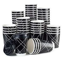 PREMIUM VALUE SET 100 Disposable Coffee Cups With 100 Lids - Double Wall Insulated (No sleeves needed) - Upscale Design for Weddings, Parties, Coffee House & More - 12 oz To Go Coffee Cup