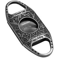 CIGARLOONG Cigar Cutter Engraved Sharp Stainless Steel Double Blades Cuts Cigars Guillotine(Color:Silver)