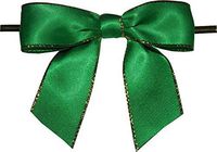 BAYWIND LTD; 3" Emerald Green with Gold Edge Twist Tie Bows- 100pc