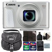 Canon PowerShot SX730 HS Digital Camera (Silver) + 24GB Memory Card + Card Holder + Reader + Case + 3pc Cleaning Kit