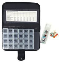 Deluxe Large Weekly 4X a Day Medication Pill Planner Organizer with Case - Each Compartment Holds Approx 30 Aspirins - 7 Day Pill Organizer has Large Removable 4X a Day Pill Boxes - Secure for Travel