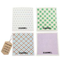 EcoJeannie New Eco-Friendly Cleaning Cloth 100% Biodegradable Cellulose Sponge Cloths, Kitchen Cloths, GMO Free - Made in Germany Packaged in P.R.C. (12 Pack)
