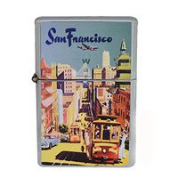 Wind Proof Dual Torch Refillable Lighter Vintage Poster D-025 San Francisco Vintage Travel