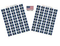 Made in USA! 100 Kansas 1.5" x 1" Self Adhesive State Flag Stickers, Two Sheets of 50, 100 Kansas Sticker Flags Total