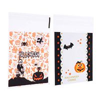 BESTONZON 200pcs Halloween Self Adhesive Plastic Cookie Bags Cellophane Treat Bags Halloween Elements Pattern Gift Bags