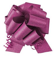 8 inch No Mess Diamond Glitter Pull Bows, Fuchsia, 10 Pack