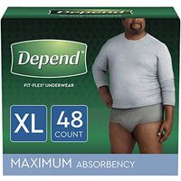 Depend FIT-FLEX Incontinence Underwear for Men, Maximum Absorbency, Disposable, XL, Grey, 48 Count (2 Packs of 24) (Packaging May Vary)