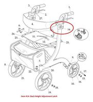 Back Height Adjustment Latch for Drive RTL10266 Rollator Walker - Red