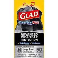 Glad ForceFlex Trash Bag, Large, Black, 50