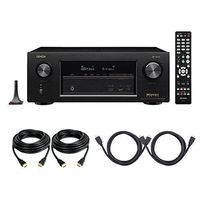 Denon AVRX3400H 7.2 Channel Full 4K Ultra HD Surround Network AV Receiver Amplifier with Built in Bluetooth & WiFi with HEOS, Dolby Atmos in Black with 4 HDMI Cables for Stereo Receiver Amplifier