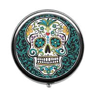 Qien BaiSei Personality Cross Skull Pill Box/Pill Case-Round Pill Box/Case- Three-Compartment Pill Box/Pill Case