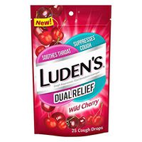 Luden's Cough Drops, Dual Relief Wild Cherry, 25 Drops, Pack of 12