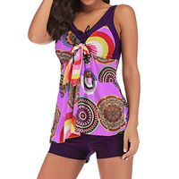 XINDEEK Women Plus Size Two Piece Swimsuits Slimming Tummy Control Swimdress Retro Skirt Swimming Suit(Hot Pink, 3XL)