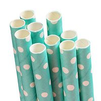10 ct. Aqua Polka Dot Paper Straw | Quantity: 10 | Length - 7 3/4" | Diameter - 1/4"