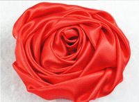 10pcs Big Satin Ribbon 3.4"Flower Appliques Wedding Bow (Red)