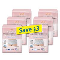 HASOCARE Disposable Moisture Wicking Briefs (Without pad) for Women 42 Count (6packs X 7) Large/X-Large