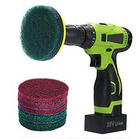 WICHEMI Drill Brush Attachment Set Scouring Pads Power Scrubber Brush Scrub Pads Cleaning Supplies for Bathroom, Grout, Floor, Tub, Tiles, Sinks, Kitchen, Corners, Car (4 Inches)