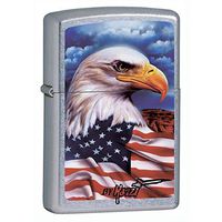 Zippo Personalized Message Engraved on Backside Customized American Eagle Bald Flag Patriotic Part2 Windproof Lighter (Style33)