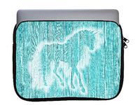 Unicorn on Teal Wood Background 11x14 inch Neoprene Zippered Laptop Sleeve Bag by Moonlight Printing for MacBook or Any Other Laptop