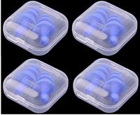 Earplugs 4 Pairs + 4 Boxes Blue Silicone Ear Plugs Anti Noise Hearing Protection Swim Sleep Noise