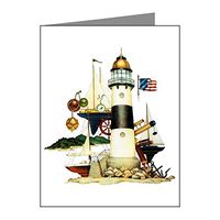 Note Card Nautical Lighthouse Telescope Anchor