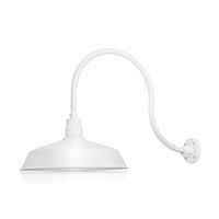 17in. White Finish Outdoor Gooseneck Barn Light Fixture With 24in. Long Extension Arm - Wall Sconce Farmhouse, Vintage, Antique Style - UL Listed - 9W 900lm A19 LED Bulb (5000K Cool White)