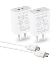 HomeSpot Sync & Charge Value Pack Micro-USB to USB Cable - 6.6ft (2M) Extra Long Charging Cable with US 5V1A USB Wall Chargers- 2 Pack White