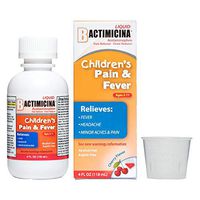 Children’s BACTIMICINA Liquid, 160 mg Acetaminophen Fever Reducer/Pain Reliever, Ages 2-11, Natural Cherry Flavor, Made in USA, 4 FL OZ.