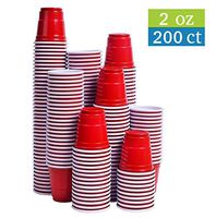 Tashibox Disposable Mini Red Shot Glasses - 2 Ounce - 200 Count - Mini Party Cups, Jager Bomb, Jello Shots, Sample Cups.