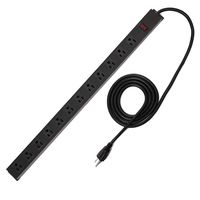 12-Outlet Metal Power Strip, 6 Ft Long Extension Cord Heavy Duty for Kitchen Office, School, Commercial, Workshop, Industrial ETL Certified and Listed Socket,125V/15A, Black
