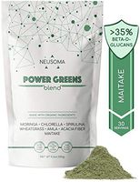 Organic Power Greens | Superfood Greens Powder Supplement | Wheatgrass, Moringa, Spirulina, Chlorella, Amla + Maitake | 100% Fruiting Body | No Sweeteners or Fillers | Neusoma | 30 Servings