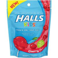 Halls Kids Pops Cough and Sore Throat Cherry, 10 ct (Pack of 16)