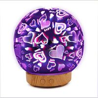 CWH&WEN 3D Glass Essential Oil Diffusers, Aroma Essential Oil Diffuser, Whisper Quiet Humidifier with Diffuse Auto Shut Off Protection and 7 Color Changed LED for Home Office Yoga SPA,A