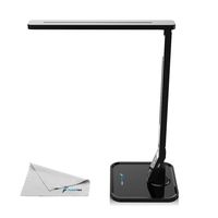 Fugetek 27 LED Desk Office Lamp FT-L798, 14W Exclusive Model with Recessed LEDs, 5-Level Brightness, 4-Lighting Modes, USB Charging Port, Touch Control Panel, Dimmer, 1-Hour Auto Timer, 5V/1A, (Black)