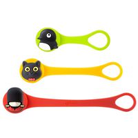 All-Purpose Silicone Reusable Cable Ties, Bone Collection Colorful Elastic Cable Organizer Management Zip Wire Strap Wrap Cute Cartoon Kids, Q Cord Ties Series - 3 Pack Assorted Colors/Set C