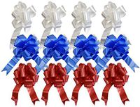 Set of 12 Giant Patriotic Pull Bows! 3 Elegant Colors - Red, White, Blue - 10 Inch Bow - Beautiful Pull Bows Perfect for Decorations for Gifts, Parties, 4th of July, BBQ's, and More! (12)