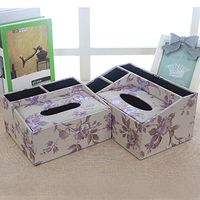 T-ZJHC Multi-Function Tissue Box Desktop Living Room Coffee Table Remote Control, Light Purple Camellia, Trumpet (20 16.5 9.5 11)