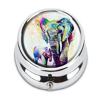 GDEE Abstract Aesthetic Elephant Custom Fashion Stainless Steel Silver Pill box Western Tablets Tablet Holder Management Case Pocket or Wallet