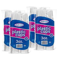 [400 Count] PlastiMade 3 Oz Clear Plastic Disposable Reusable Cups For Drinking, Bathroom, Rinsing, Test, Medication, Party, Home, Office, Water, Juice, Kids. 4 Pack